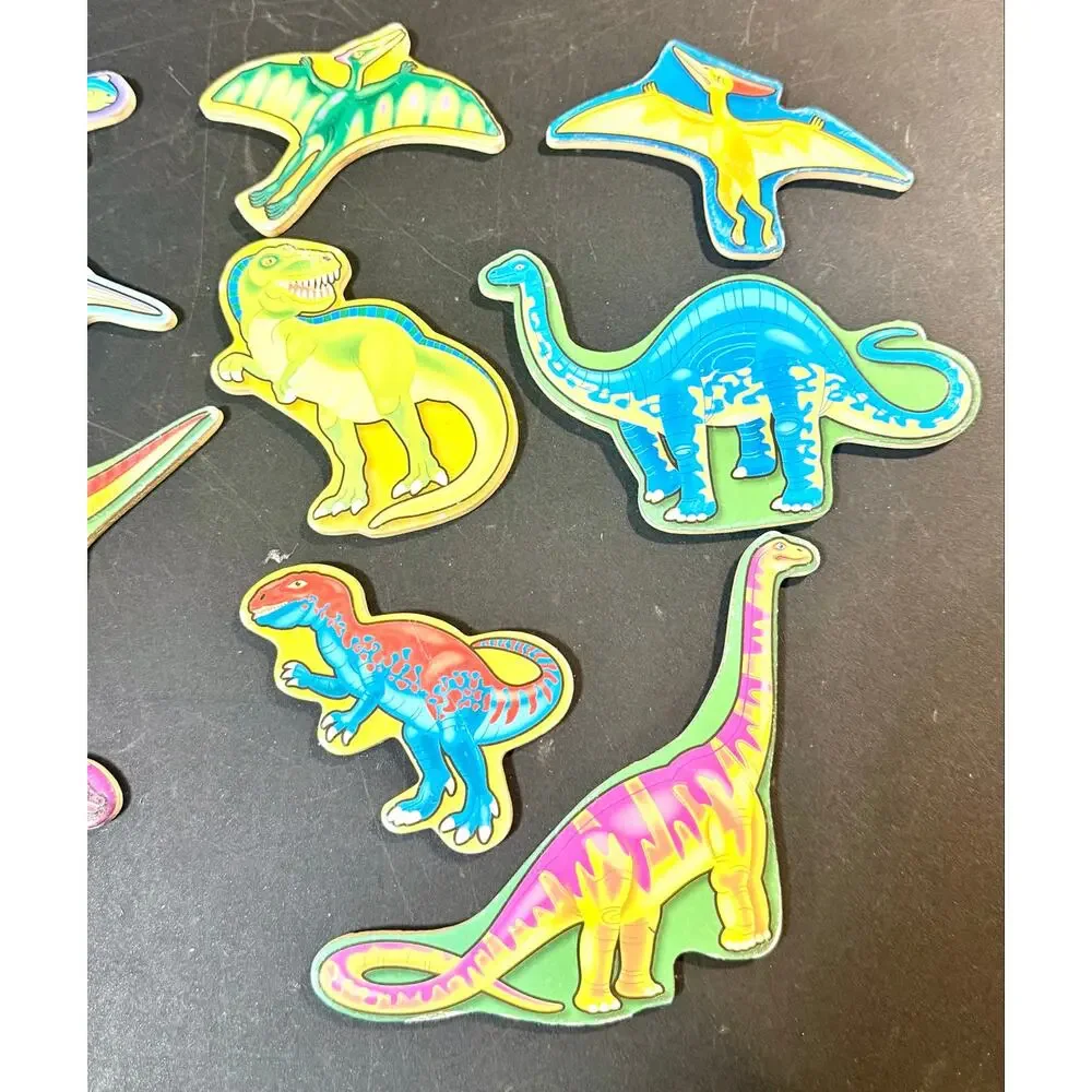 Melissa & Doug 14 Wooden Dinosaur Magnets set #3